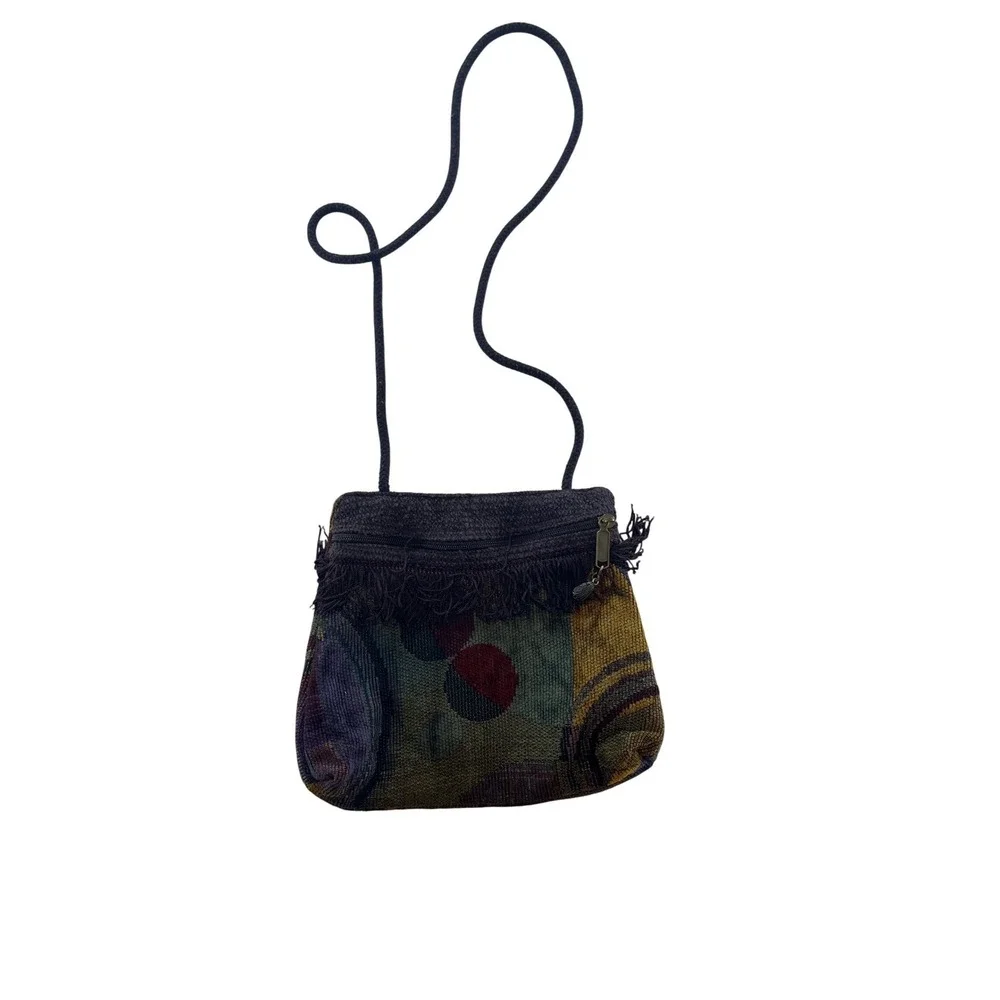 A. Ruiz Handcrafted USA Woven Tapestry Crossbody Bag Fringe Boho Multicolor 8x10